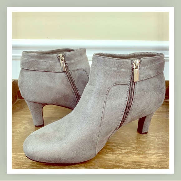 Ashley Stewart Shoes - ASHLEY STEWART | GRAY Sole Lift Ruched Bootie 12W